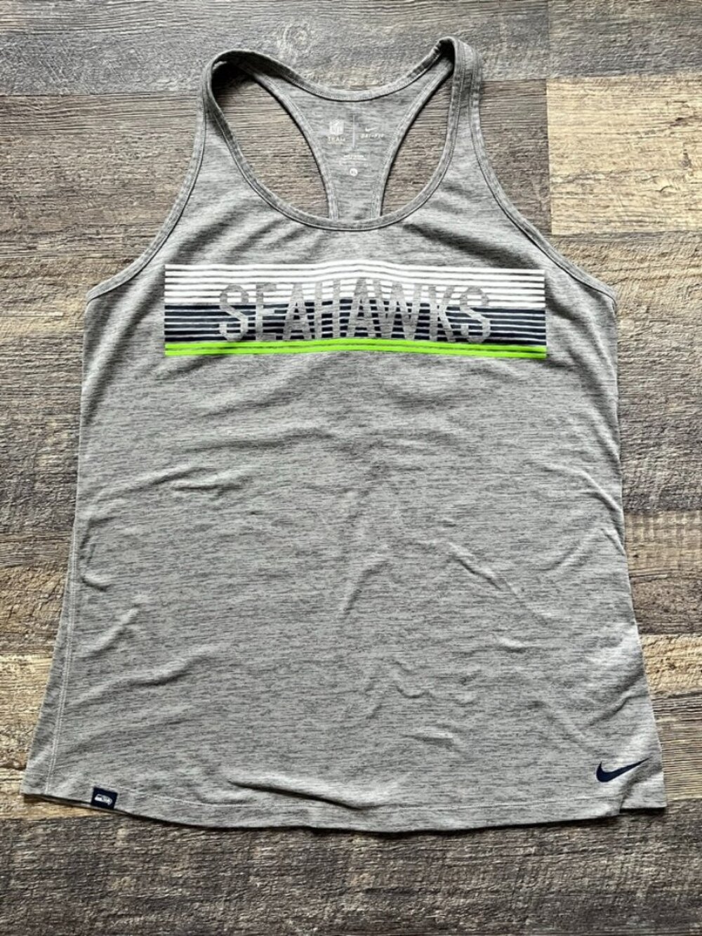 Official Seahawks NFL Team Apparel Nike Dri-Fit Raceback Tank Gray XL